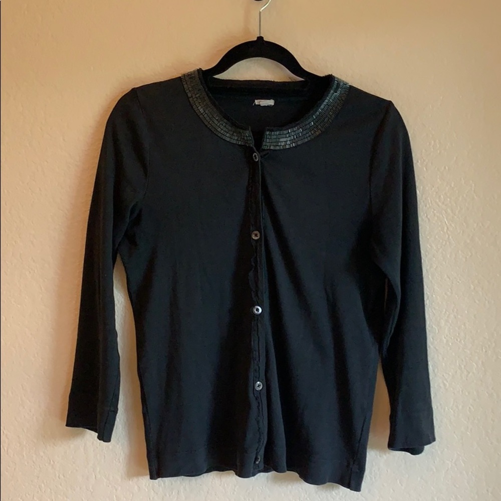 J. Crew Cardigan Sweater 3/4 Sleeve Black Medium